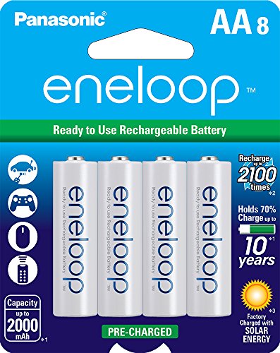 0631058284458 - PANASONIC BK-3MCCA8BA ENELOOP AA 2100 CYCLE NI-MH PRE-CHARGED RECHARGEABLE BATTERIES (PACK OF 8)