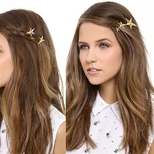 6313092971887 - NERO GRACE HAIR PINS WITH ALLOY TRI STARS HAIR ACCESSORIES, HAIR BARRETTES FOR WEDDING, EVENING, PARTY, FAMILY, CASUAL (GOLD)