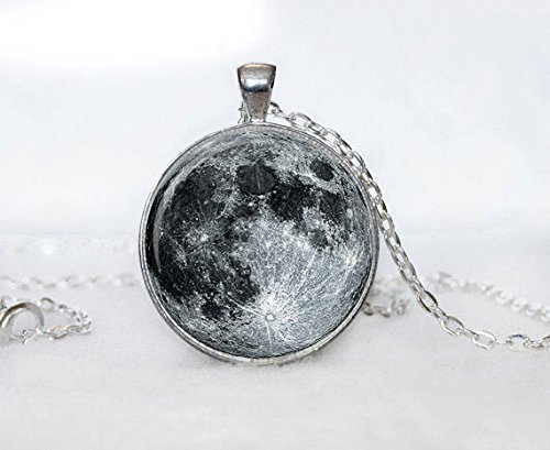 0631637086862 - FULL MOON NECKLACE MOON PENDANT GALAXY SPACE GREY MOON NECKLACE FOR MEN ART GIFTS FOR HER
