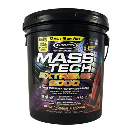 0631656709551 - MUSCLETECH MASS TECH EXTREME TRIPLE CHOCOLATE BROWNIE WEIGHT GAINER, 22 POUND