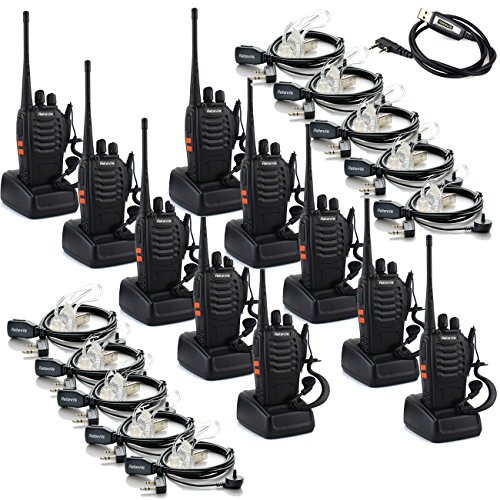 0631976553056 - RETEVIS H-777 WALKIE TALKIES UHF 400-470MHZ 3W 16CH WITH EARPIECE HIGH ILLUMINATION FLASHLIGHT 2 WAY RADIO (10 PACK) AND 2 PIN COVERT AIR ACOUSTIC EARPIECE HEADSET (10 PACK) AND PROGRAMMING CABLE