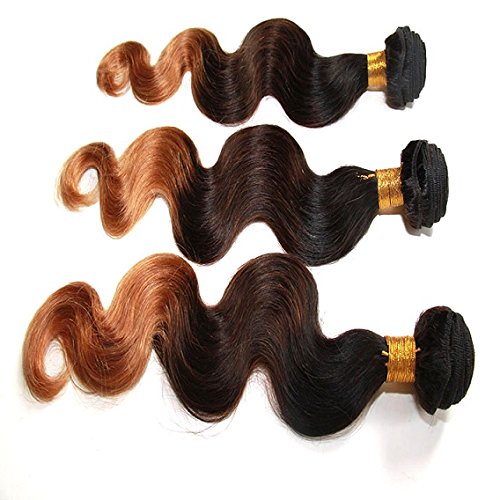 0631976574310 - 2014 HOT SELLING !NEW ARRIVAL THREE-TONED COLOR #1B/4/27 100G/BUNDLE BODY WAVE BRAZILIAN VIRGIN HAIR WEAVE BUNDLES FASHION OMBRE HUMAN HAIR EXTENSIONS 3 BUNDLES 14 16 18 HAIR WEFT