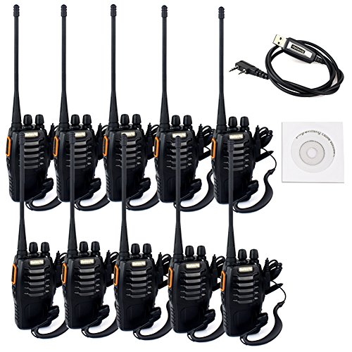 0631976575249 - RETEVIS R888S PLUS WALKIE TALKIE UHF 400-470MHZ 3W FM CTCSS/DCS 16CH WITH EARPIECE VOX FLASHLIGHT HANDHELD RADIO TRANSCEIVER (10 PACK) AND PROGRAMMING CABLE
