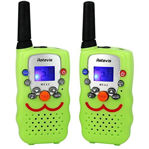 0631976577465 - RETEVIS RT32 KIDS WALKIE TALKIES 0.5W 22 CHANNELS FRS/GMRS UHF VOX SCAN CALL ALARM MONITOR LED FLASHLIGHT (GREEN, 1 PAIR)