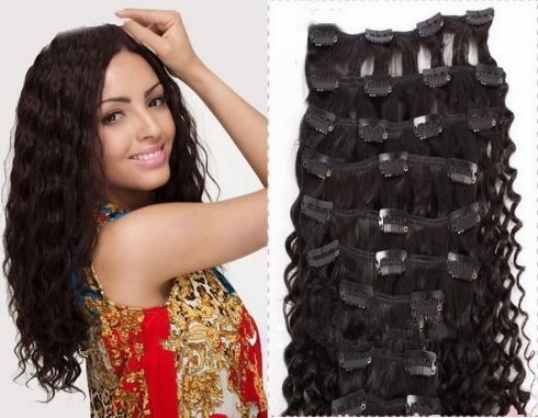 0631976587587 - 9PCS CLIP IN HAIR EXTENSIONS BRAZILIAN VIRGIN HAIR EXTENSION CURLY HUMAN HAIR WEAVE BUNDLES NATURAL COLOR (24INCH)