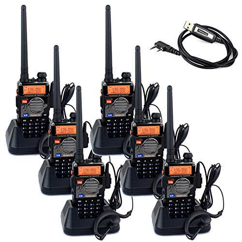 0631976612975 - RETEVIS RT-5RV 2 WAY RADIO HT TRANSCEIVER 5W 128CH VHF/UHF 136-174/400-520 MHZ CTCSS/DCS DUAL BAND FM WITH EARPIECE(6 PACK) AND PROGRAMMING CABLE