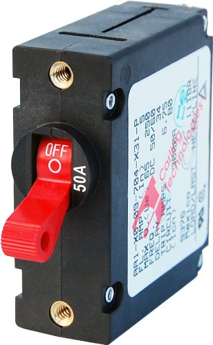 0632085072292 - BLUE SEAS AC/DC SINGLE POLE MAGNETIC RED CIRCUIT BREAKERS 50 AMP AA1