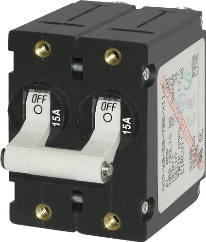 0632085072353 - BLUE SEA SYSTEMS A-SERIES WHITE TOGGLE DOUBLE POLE 15A CIRCUIT BREAKER