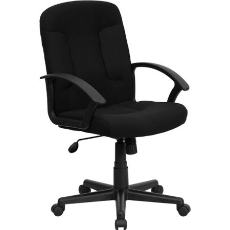 0632181258194 - FLASH FURNITURE GO-ST-6-BK-GG MID-BACK BLACK FABRIC TASK AND COMPUTER CHAIR WITH NYLON ARMS