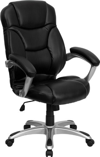 0632181260951 - FLASH FURNITURE GO-725-BK-LEA-GG HIGH BACK BLACK LEATHER CONTEMPORARY OFFICE CHAIR