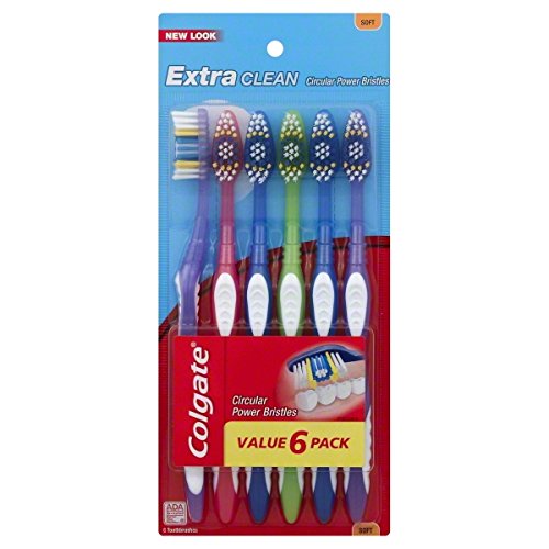 0632181581971 - COLGATE EXTRA CLEAN TOOTHBRUSH, FULL HEAD, SOFT, 6 COUNT