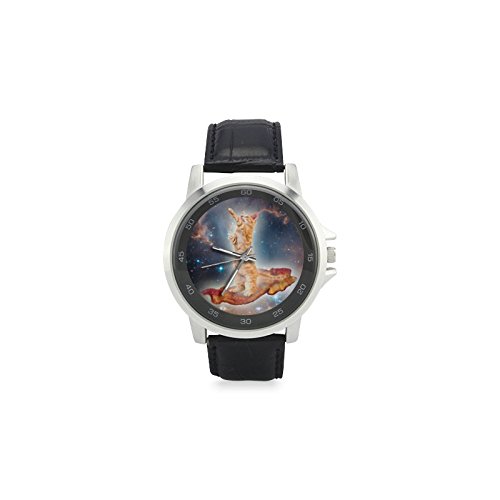 6322681469858 - FASHIONABLE DESIGN SPACE CAT UNISEX STAINLESS STEEL CLASSIC LEATHER STRAP WATCH WRIST WATCHES