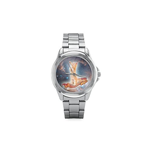 6322681470052 - FASHIONABLE DESIGN SPACE CAT UNISEX STAINLESS STEEL WATCH SLIVER METAL SILVER WRIST WATCHES