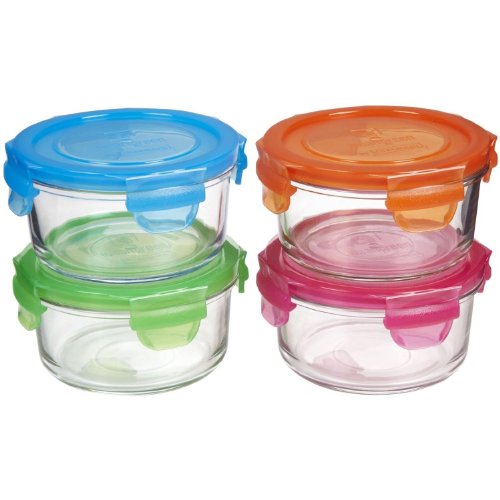 0063236052595 - WEAN GREEN LUNCH BOWL 13OZ/400ML FOOD GLASS CONTAINERS - MULTI COLOR GARDEN (SET OF 4)