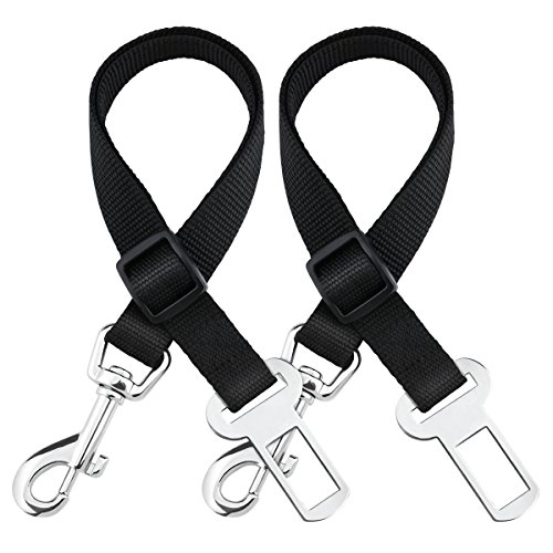 0632423519076 - OMORC DOG SEAT BELT, DOG HARNESS PET CAR VEHICLE SEATBELT PET SAFETY LEASH LEADS FOR DOGS/CATS, NYLON FABRIC MATERIAL, 16-25 INCH ADJUSTABLE - BLACK