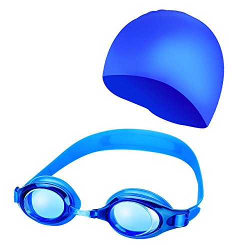 0632423519250 - OMORC KIDS SWIM GOGGLES WITH SILICONE SWIM CAP NO LEAKING ANTI FOG UV PROTECTION SWIMMING GOGGLES KIT GREAT FOR GIRLS BOYS CHILD AND EARLY TEENS