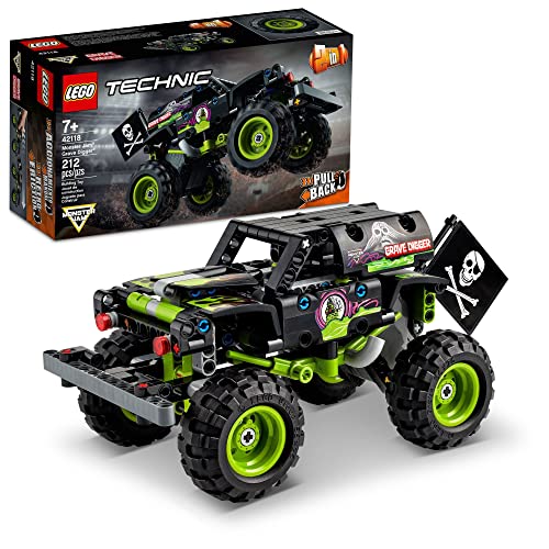 0632569958449 - LEGO TECHNIC MONSTER JAM GRAVE DIGGER 42118 SET - TRUCK TOY TO OFF-ROAD BUGGY, PULL-BACK MOTOR, VEHICLE BUILDING AND LEARNING PLAYSET, GIFT FOR GRANDCHILDREN OR ANY MONSTER TRUCK FANS AGES 7 AND UP