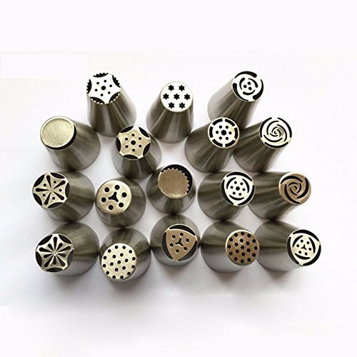 0632642101809 - 17PCS RUSSIAN TULIP STAINLESS STEEL NOZZLES BIRTHDAY CAKE CUPCAKE DECORATING ICING PIPING NOZZLES ROSE FLOWER CREAM PASTRY TIPS