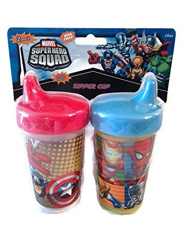 0632878012733 - MARVEL SUPER HERO SQUAD 10OZ SIPPER SIPPY CUP - PACKAGE OF 2