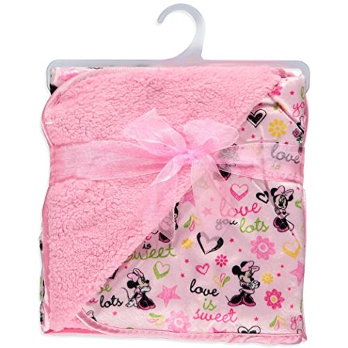 0632878136125 - DISNEY MINNIE MOUSE SHERPA AND MINK PRINTED BLANKET, PINK