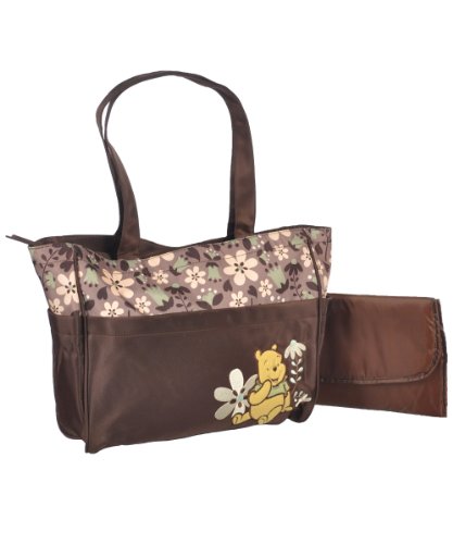 0632878186892 - WINNIE THE POOH FRIENDLY FLOWERS LARGE DIAPER BAG - BROWN, ONE SIZE