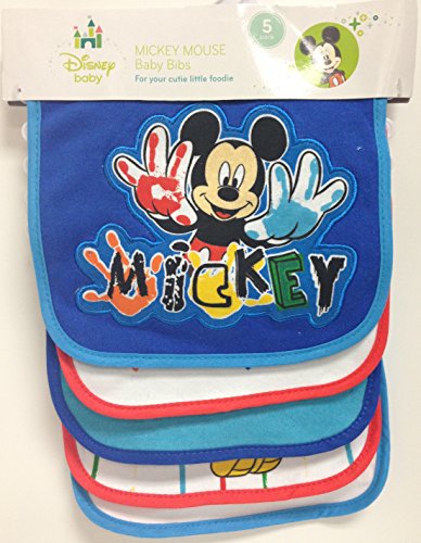 0632878200482 - MICKEY MOUSE 5PK BABY BIBS - PAINTED HANDS