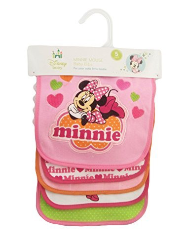 0632878200543 - MINNIE MOUSE BABY BIBS, 5-PACK WITH ASSORTED COLORS AND DESIGNS