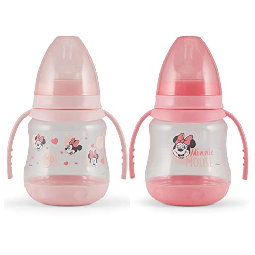 0632878946472 - DISNEY 2 PACK 7 OUNCE BABY BOTTLES WITH CHARACTER PRINTS AND COLORED COVERS WITH DOUBLE HANDLE - BPA FREE AND EASY TO CLEAN