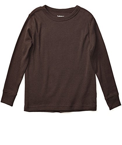 0632930304486 - LEVERET LONG SLEEVE SOLID T-SHIRT 100% COTTON (8 YEARS, BROWN)