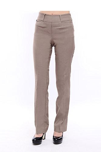 0632930319848 - LEVERET WOMEN'S STRETCHABLE SLIGHT BOOT CUT COMFORT PANT *PULL ON* (12, OATMEAL)