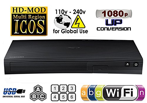 0632930669110 - SAMSUNG BDF-5700 (COMPACT 12W X 2H X 8D) WI-FI ALL ZONE MULTI REGION DVD BLU RAY PLAYER - 100~240V 50/60HZ, 1 USB, 1 HDMI, 1 COAX, 1 ETHERNET + 6 FEET HDMI CABLE BUNDLE