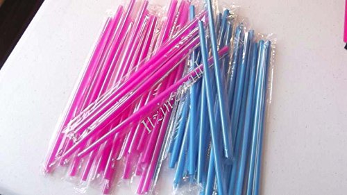 0633131476026 - PLASTIC STRAIGHT STRAWS NEON BLUE AND NEON PINK 20 OF EACH 40 CT TOTAL INDIVUALLY WRAPPED