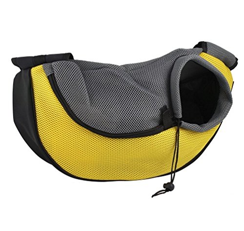 0633562706419 - MK CARRYING CAT DOG PUPPY SMALL ANIMAL SLING FRONT CARRIER MESH COMFORT TRAVEL TOTE SHOULDER BAG PET BACKPACK S L (L, YELLOW)