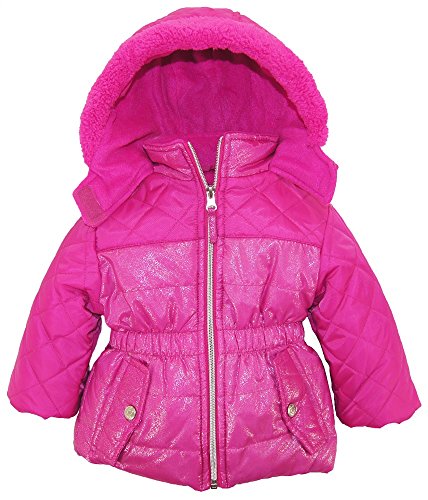 0633585589198 - PINK PLATINUM BABY GIRLS' QUILTED WITH SPRAY PRINT WINTER PUFFER JACKET, PINK GLOW, 12 MONTHS