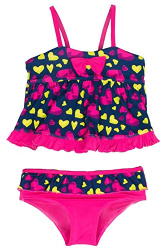 0633585656401 - PINK PLATINUM BABY GIRLS LOVE HEARTS TWO PIECE TANKINI SWIMSUIT, NAVY, 12 MONTHS