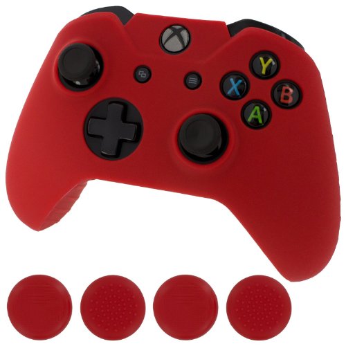 0633585835394 - GENERIC NEW SILICONE COVER CASE SKIN CONTROLLER & GRIP STICK CAPS FOR XBOX ONE (RED)