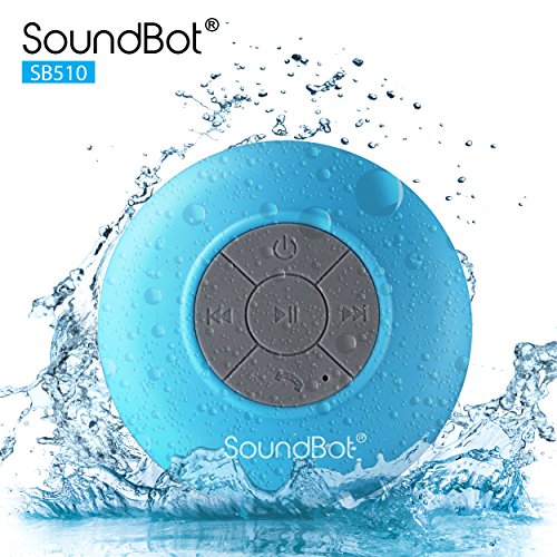 0633726326330 - SOUNDBOT SB510 HD WATER RESISTANT BLUETOOTH 3.0 SHOWER SPEAKER, HANDSFREE PORTABLE SPEAKERPHONE WITH BUILT-IN MIC, 6HRS OF PLAYTIME, CONTROL BUTTONS AND DEDICATED SUCTION CUP (BLUE)