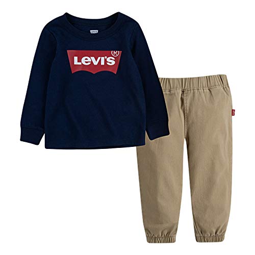 0633731040795 - LEVIS BABY BOYS LONG SLEEVE T-SHIRT AND JOGGERS 2-PIECE OUTFIT SET