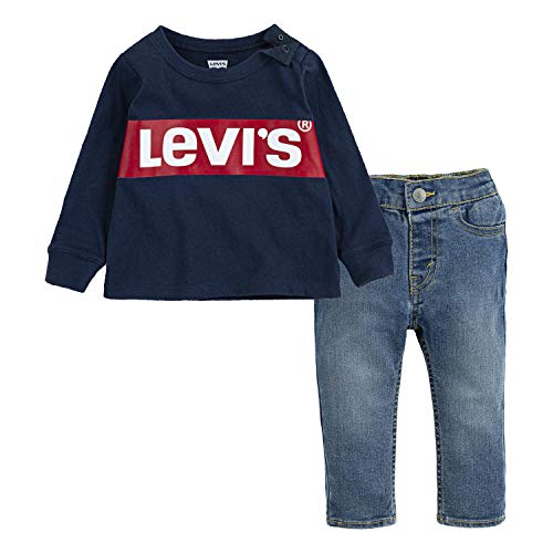 0633731051463 - LEVIS BABY BOYS TODDLER LONG SLEEVE T-SHIRT AND DENIM 2-PIECE OUTFIT SET, DRESS BLUES, 2T