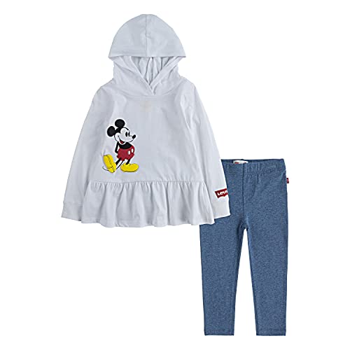 0633731762581 - LEVIS BABY GIRLS HOODIE AND LEGGINGS 2-PIECE OUTFIT SET, WHITE MICKEY/NAVY, 12M