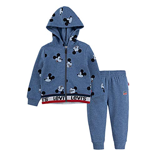 0633731766428 - LEVIS BABY BOYS TODDLER HOODIE AND JOGGERS 2-PIECE OUTFIT SET, NAVY HEATHER MICKEY, 4T