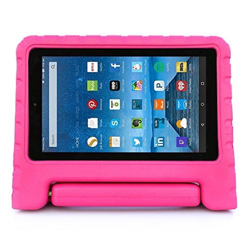 0633841642025 - FIRE HD 8, 8  DISPLAY, 2015 CASE - COOCASE TM KIDBOX SERIES KIDS SHOCK PROOF LIGHT WEIGHT CONVERTIBLE HANDLE SUPER PROTECTIVE STAND COVER CASE FOR FIRE HD 8 INCH PINK