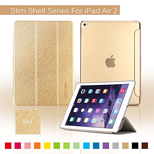 0633841660128 - IBENZER IPAD AIR 2 SLIM SHELL SERIES - ULTRA SLIM LIGHTWEIGHT SMART-SHELL STAND COVER CASE FOR IPAD AIR 2 IPAD 6 (2014 VERSION) WITH SLEEP/WAKE FUNCTION (GOLD AIR2SS-GD)