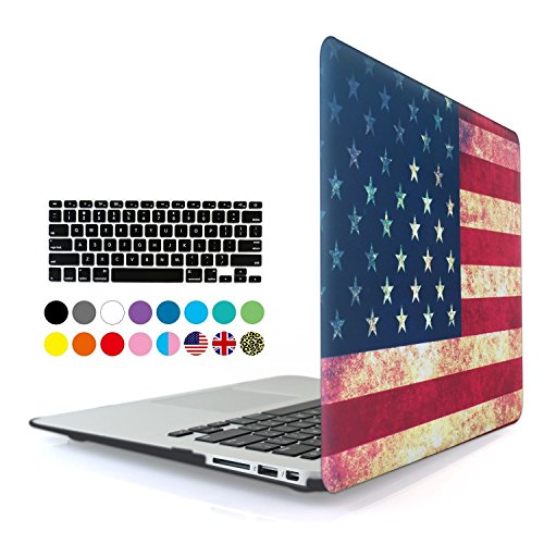 0633841661347 - IBENZER - 2 IN 1 SOFT-SKIN SMOOTH FINISH SOFT-TOUCH PLASTIC HARD CASE COVER & KEYBOARD COVER FOR 13 INCHES MACBOOK AIR 13.3'' NO CD ROM, US FLAG MMA13USFL+1