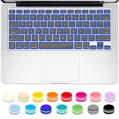 0633841662429 - IBENZER - MACARON SERIE SQUARE BLUE KEYBOARD COVER SILICONE RUBBER SKIN FOR MACBOOK PRO 13'' 15'' 17'' (WITH OR WITHOUT RETINA DISPLAY) MACBOOK AIR 13'' AND IMAC - SQUARE BLUE MKC02SBL