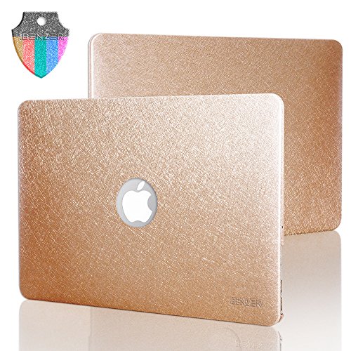 0633841662801 - SILKY SMOOTH (TM) SERIES IBENZER SILKY LEATHER COATED PLASTIC HARD PROTECTIVE SHELL CASE COVER FOR MACBOOK AIR 13'' INCH A1369 / A1466, GLITTER GOLD MAS13GD