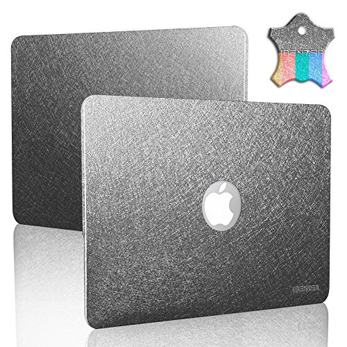 0633841662856 - SILKY SMOOTH (TM) SERIES IBENZER SILKY LEATHER COATED PLASTIC HARD PROTECTIVE SHELL CASE COVER FOR MACBOOK PRO 13'' WITH RETINA DISPLAY NO CD-ROOM (A1502 / A1425), SILKY BLACK MRS13BK