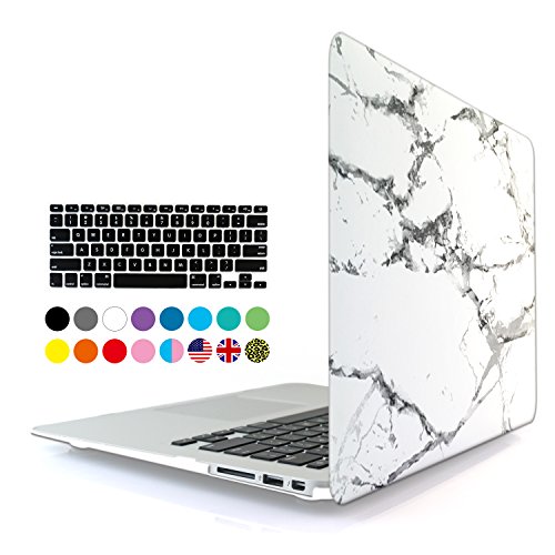 0633841663235 - IBENZER - 2 IN 1 SOFT-TOUCH PLASTIC HARD CASE COVER & KEYBOARD COVER FOR 13 INCHES MACBOOK AIR 13.3'' (MODEL: A1369 / A1466), WHITE MARBLE MAD13MBWH+1