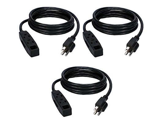 0633841914269 - 10 FEET EXTENSION CORD 3 PRONG, WITH 3 OUTLETS. (3 PACK)
