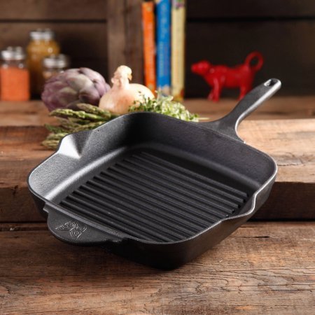 0634154091036 - THE PIONEER WOMAN TIMELESS CAST IRON SQUARE 10.25 PRE-SEASONED CAST IRON GRILL PAN